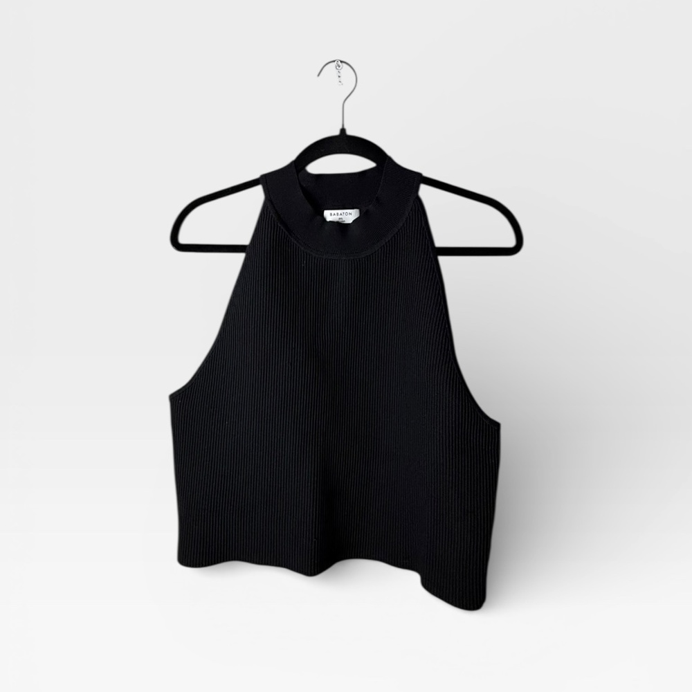 Babaton Ribbed Crop Tank Top Women's 2XL Black (I)